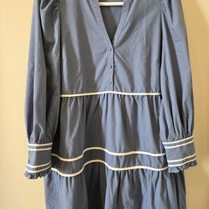 2X Womens blue & white dress